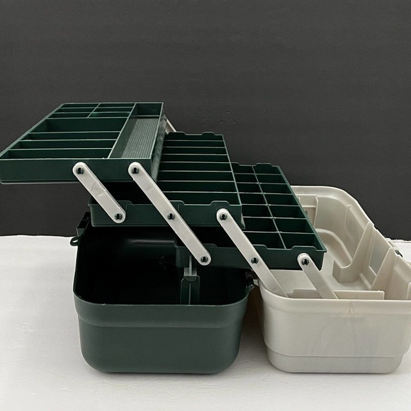 Plano 5300 3-Tray Tackle Box Green Brass Bailed Lockable Plastic Fishing Storage - Picture 12 of 12